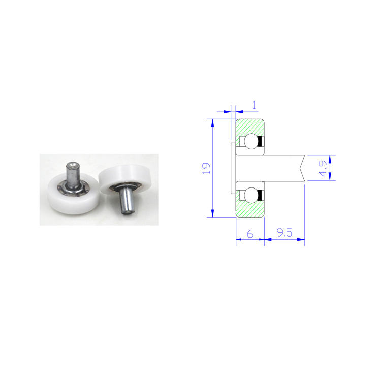 Hot sale POM coated sliding wheel M6x19x6 for aluminium sliding window/ door/drawer 